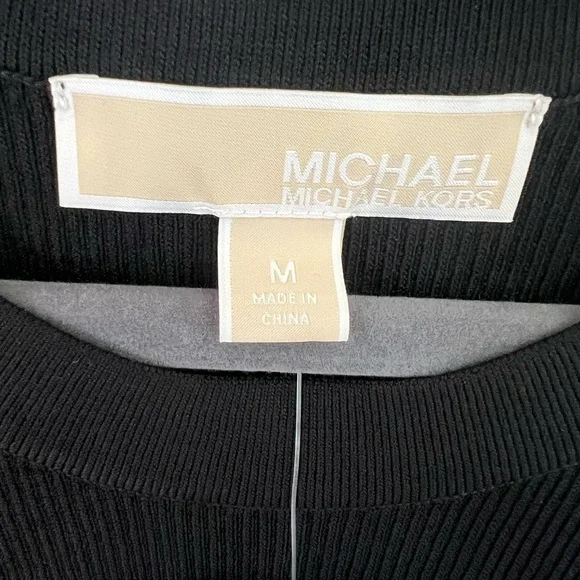 MICHAEL KORS Black Ribbed Knit Sleeveless Tank Top Medium - Picture 4 of 10